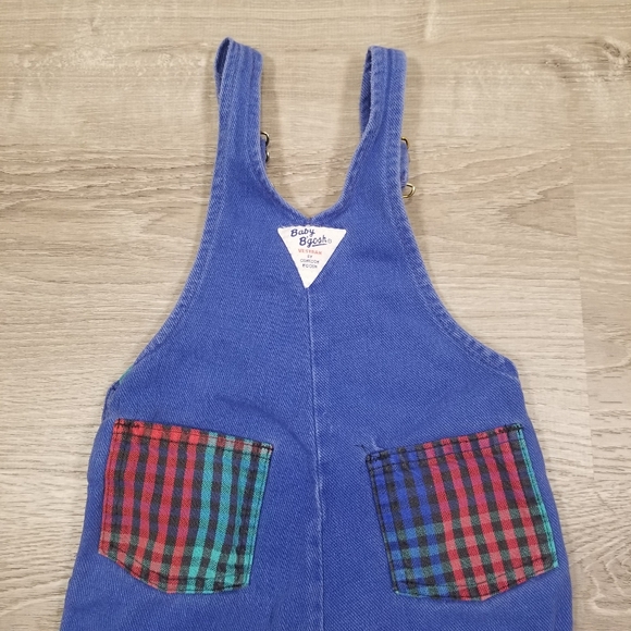 Vintage 90s OshKosh Baby B'Gosh Colorblock Plaid Overalls Sz 24 Month Made in US - Picture 6 of 7